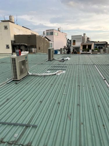 Dàn nóng dự án lắp máy lạnh âm trần 5hp cũ cho Bida Gò Vấp tại điện lạnh Minh Trí